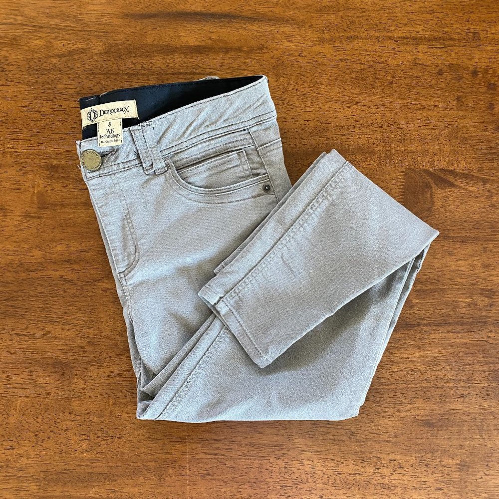 Democracy Ab Technology Light Gray/Brown Low Rise Stretch Skinny Jeans Size 8